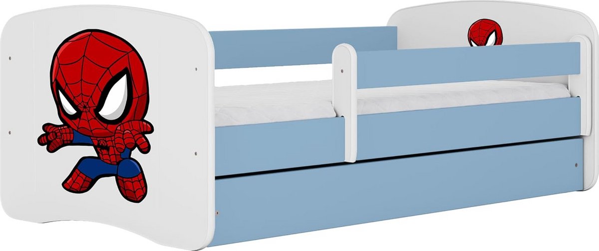 Kinderbed met Matras, Valbescherming en Lade - Kinder- en Tienerbed Jongens Blauw - Verkrijgbaar in 70x140, 80x160 en 80x180 cm
