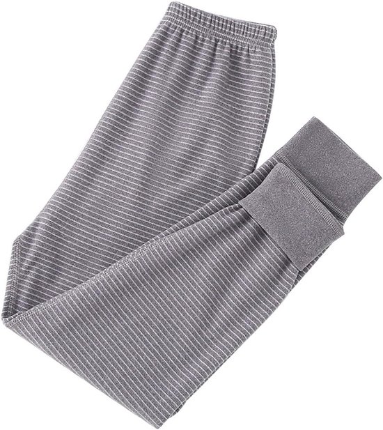 Grijze gestreepte thermobroek met elastische taille en boorden.