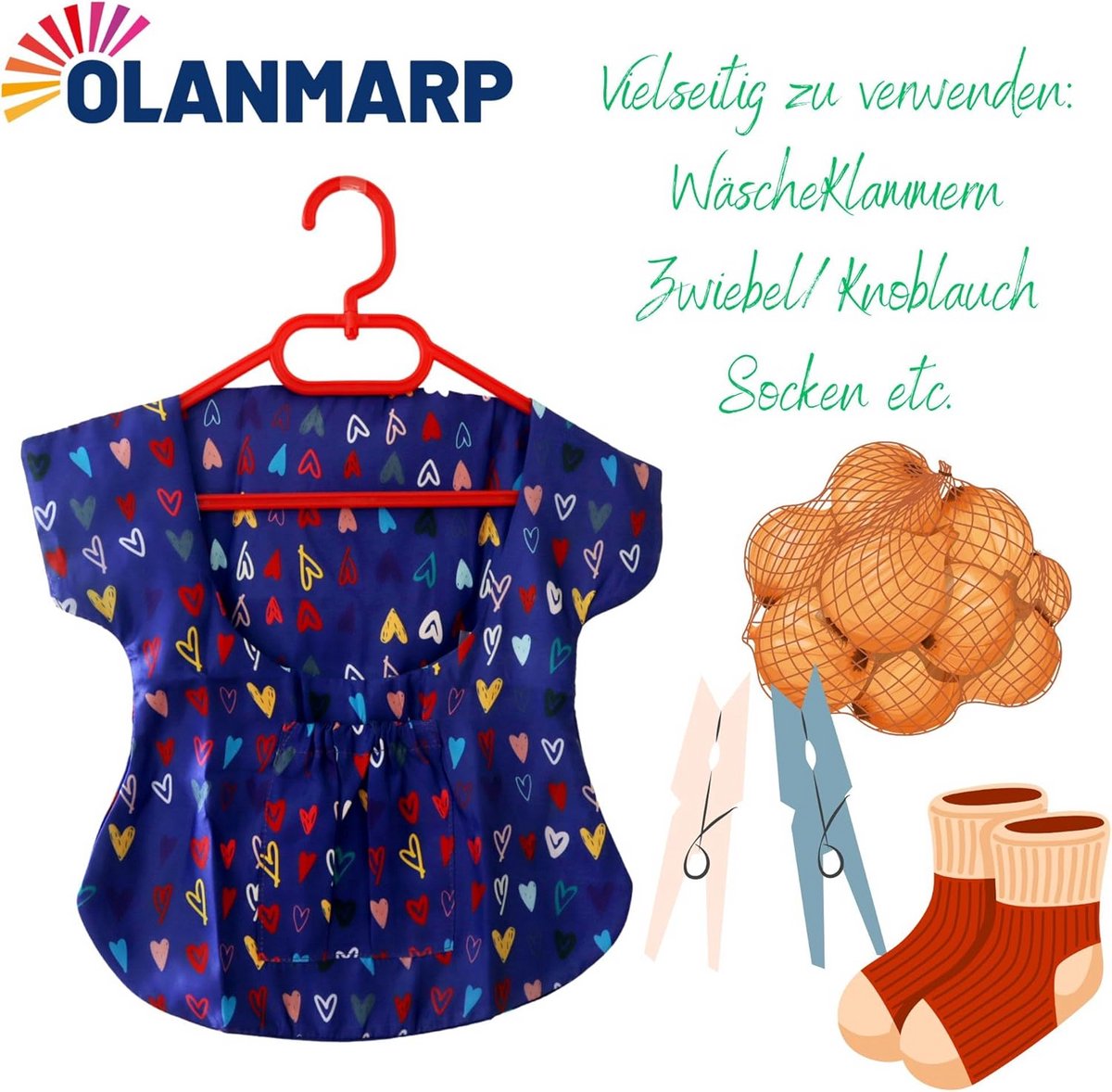 Praktisch Opbergschort met Beugel voor Wasknijpers en Kleine Items