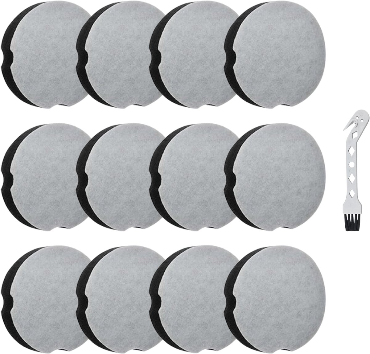12 stuks stofzuiger filter katoen - geschikt voor Bissell onderdeelnummer 1604896 / 160-4896 - met reinigingsborstel - HEPA filter - 11*11*2.1cm - zwart