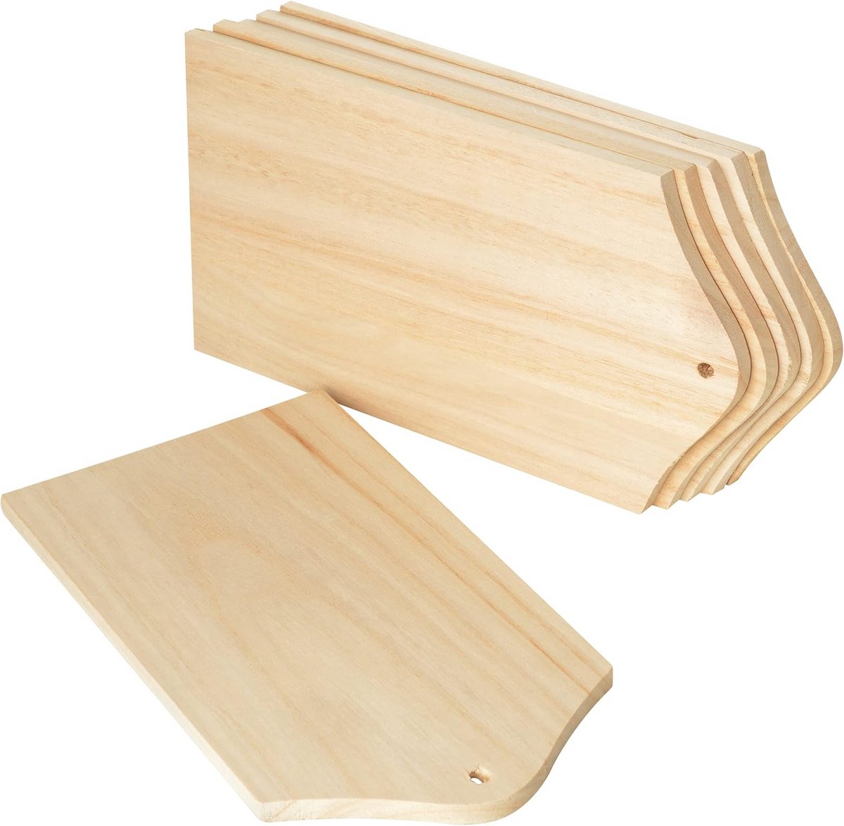 6 Houten Ontbijtplanken voor Knutselen en Decoratie - 20.7 x 10.7 cm