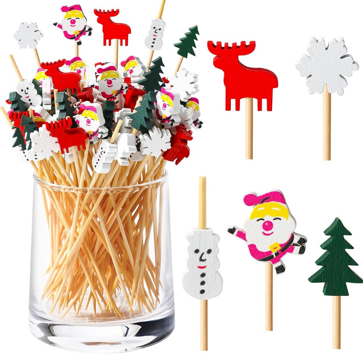 Houten Cocktailprikkers Kerstboom Vormig Pittige Prikkers 200 Stuks