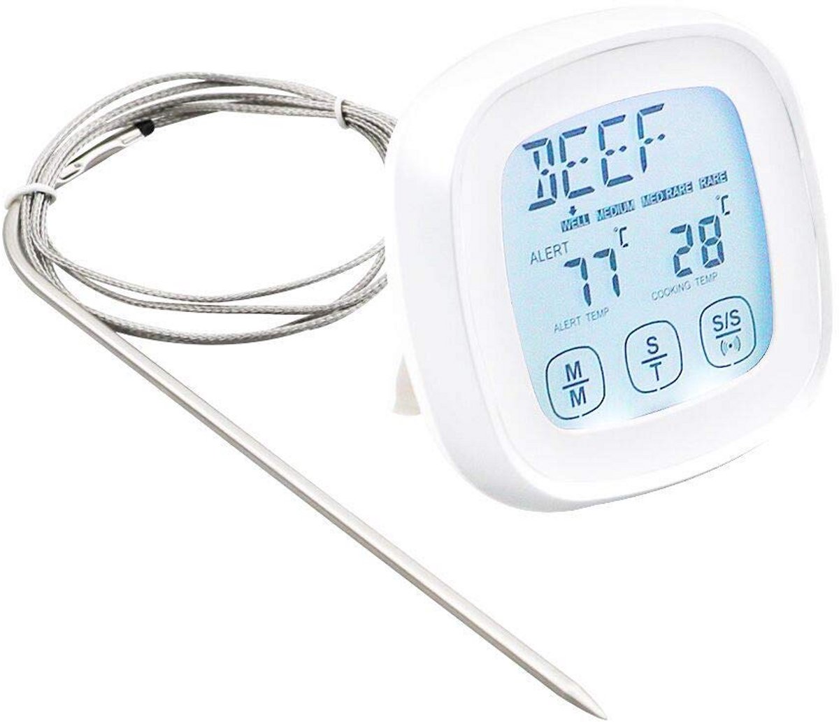 Digitale Vleesthermometer met Timer en Alarm voor Oven, Keuken en BBQ