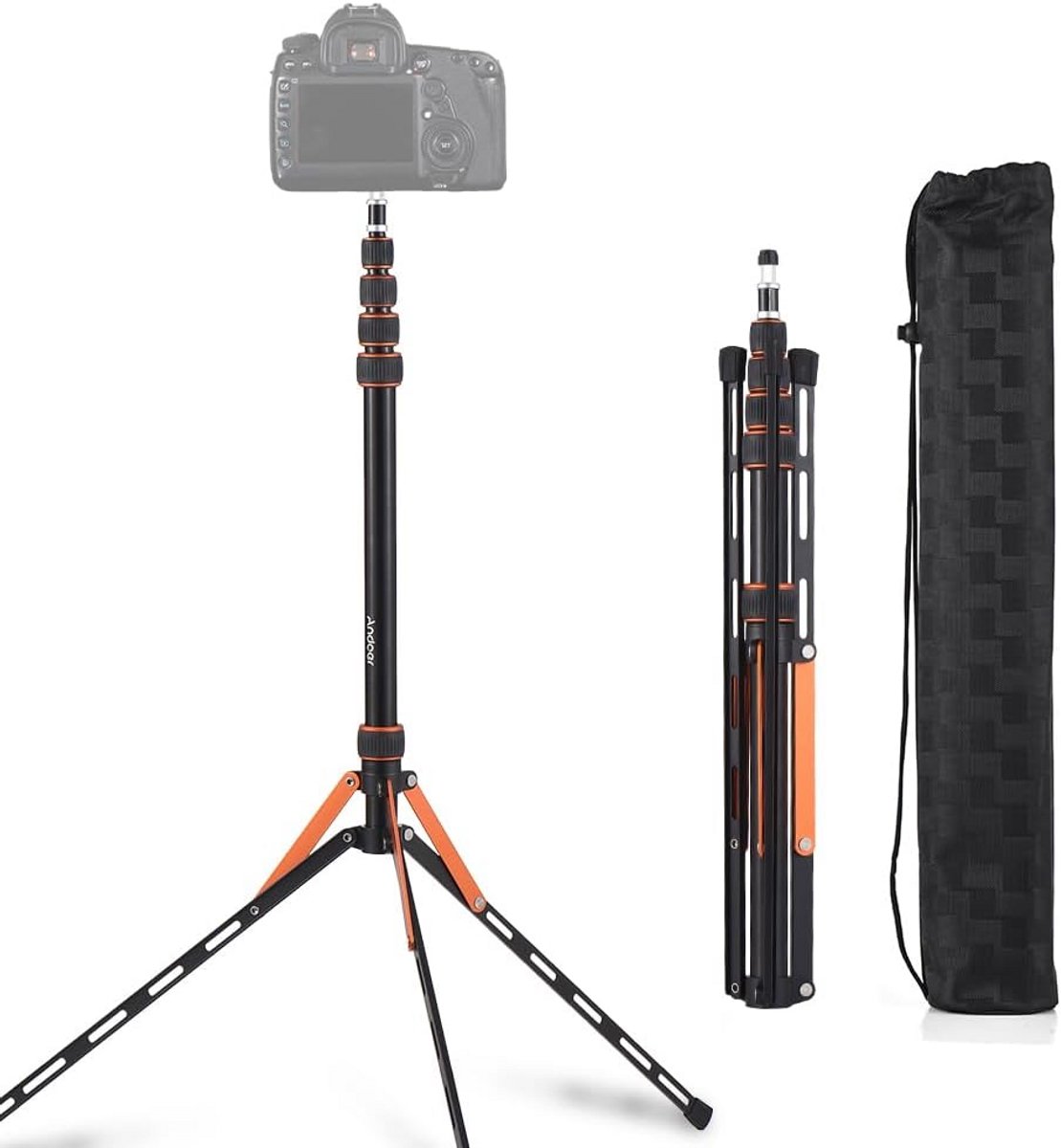Professioneel Fotostatief voor Camera en Ringlamp, Lichtgewicht en Verstelbaar tot 216 cm