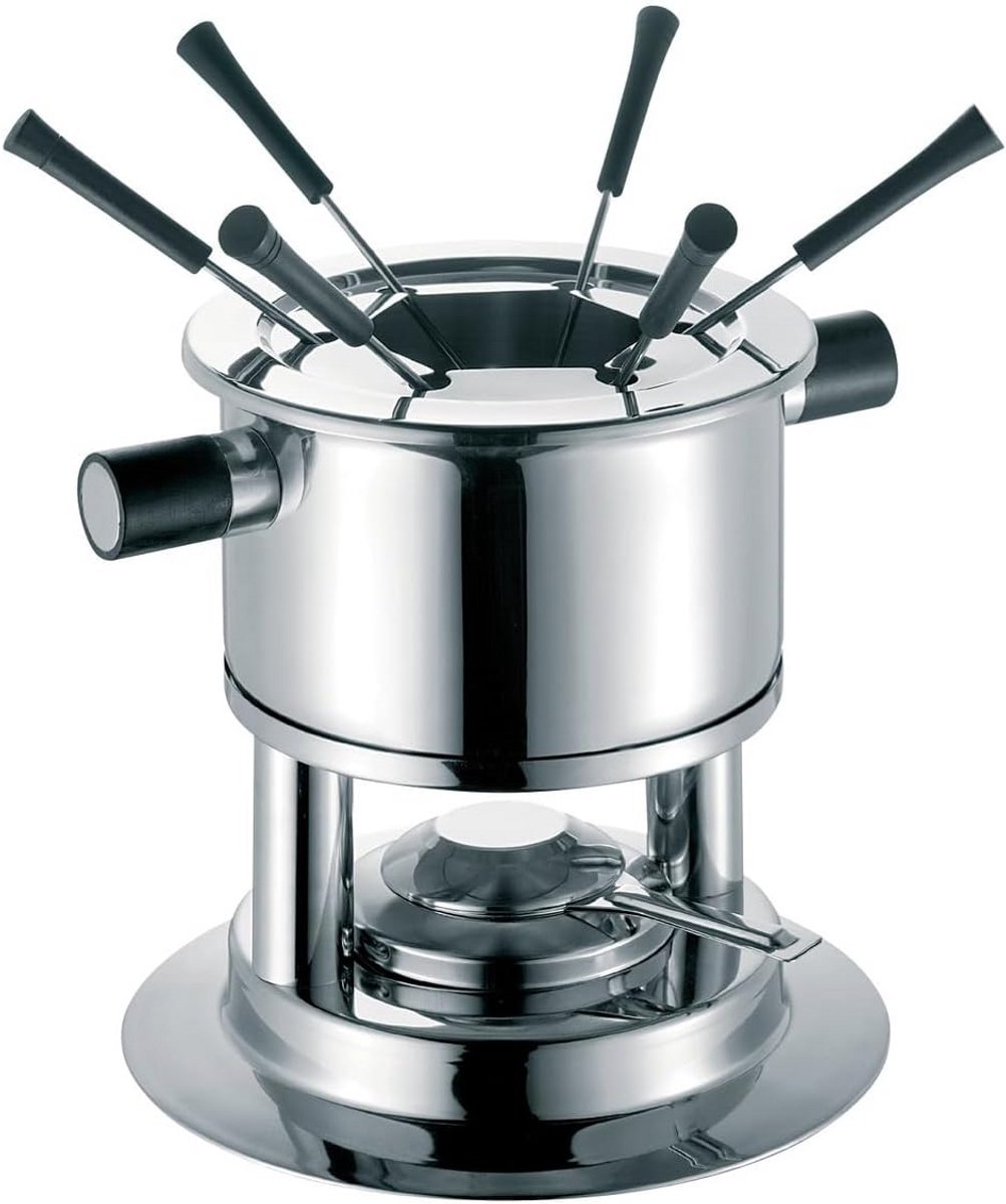 Rvs Fonduepan Inductie 16cm met 6 Vorkjes - Vlees en Kaasfondue