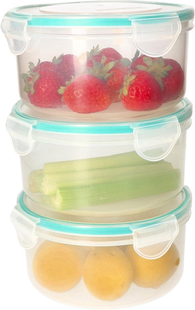 Set van 3 Ronde Voorraadcontainers 0,8L - Bewaarblikken voor Voedsel