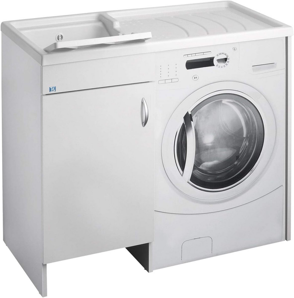 Wasmachinekoppel met Wastafel, Wit, 109 x 60 cm