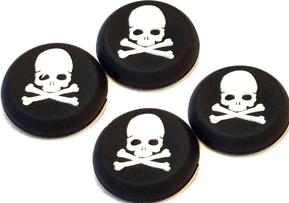 Controller gripjes - Thumb Grip - Zwart/Wit - Skull - 2 paar - Game grips - CHPN
