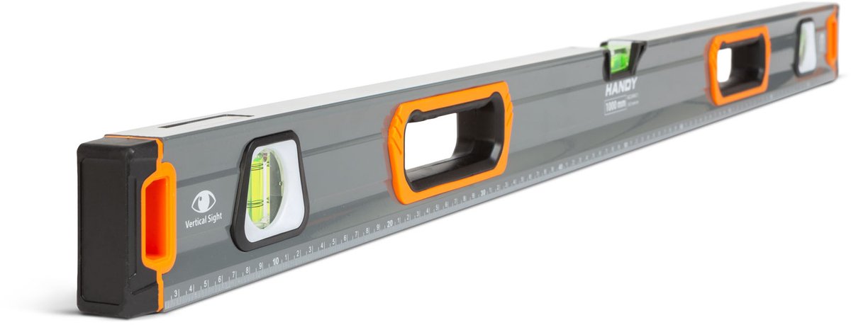 Handy - Magnetische waterpas 100 cm – Professionele aluminium waterpas - Aluminium, Spiegelvizier & Liniaal - 1 meter [10624C]