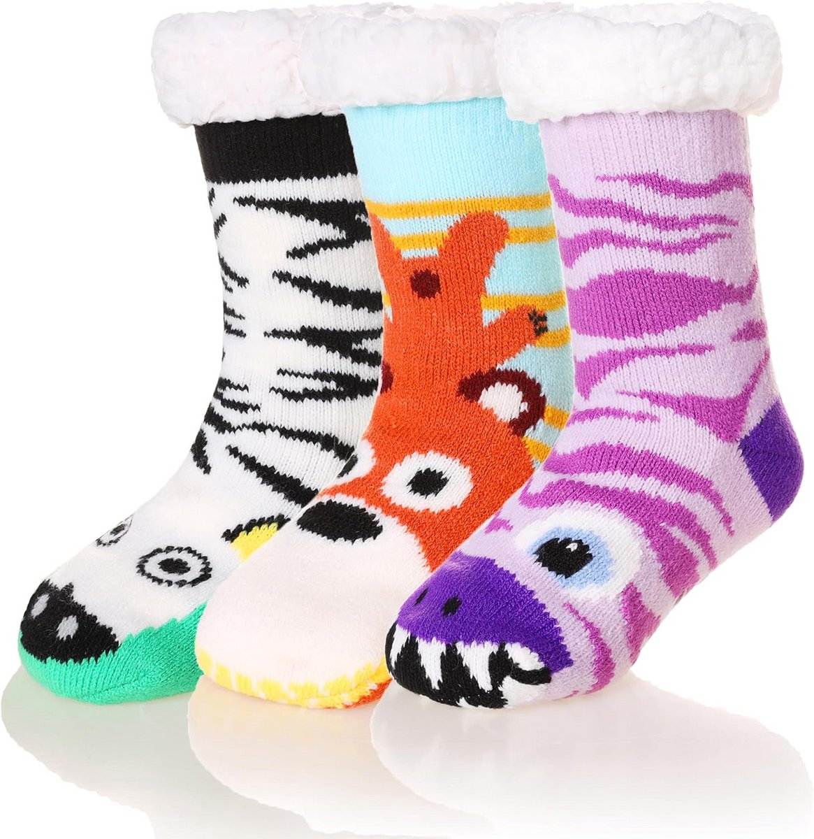 Warme Antislip Huissokken voor Kinderen - Zachte Pluizige Fleece Wintersokken met Schattige Dieren