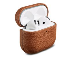 Accezz Echt Leren Case - Hoesje geschikt voor AirPods 4 - Cognac