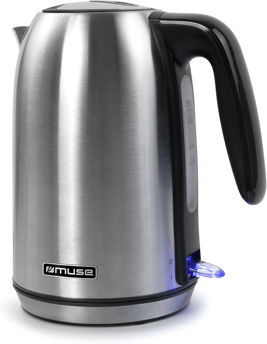 Snelle Elektrische Waterkoker RVS 1.7 Liter met Kalkfilter en Waterniveau-indicator