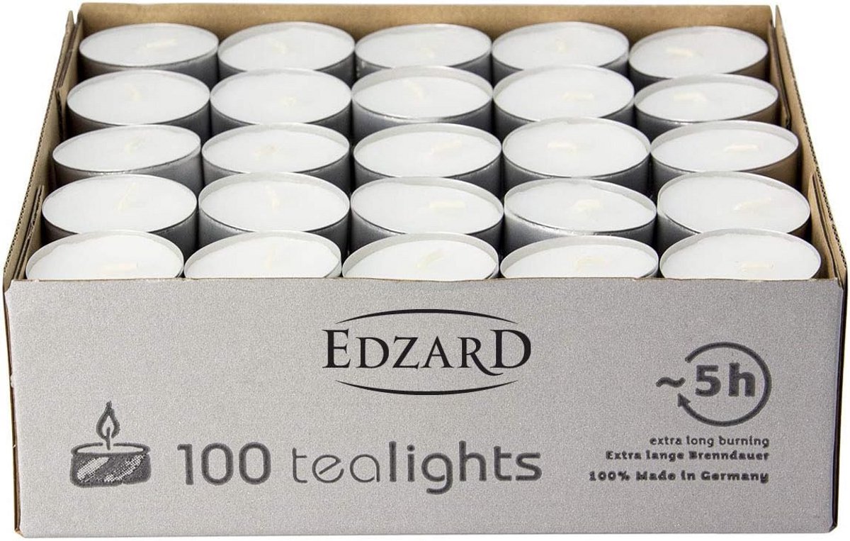100 Witte Theelichtjes met Aluminium Huls