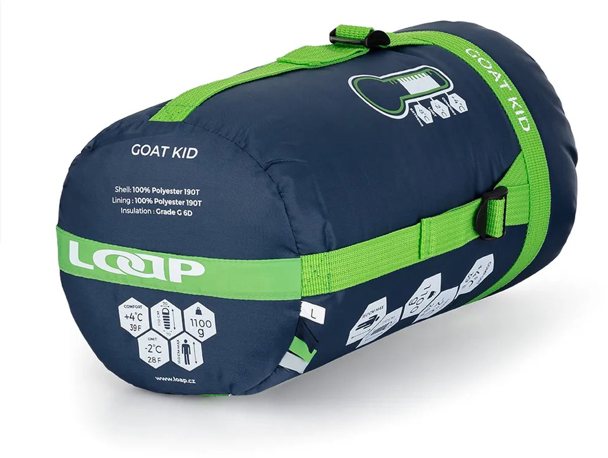 Kinderslaapzak Loap Goat Kid Blauw L-rits links
