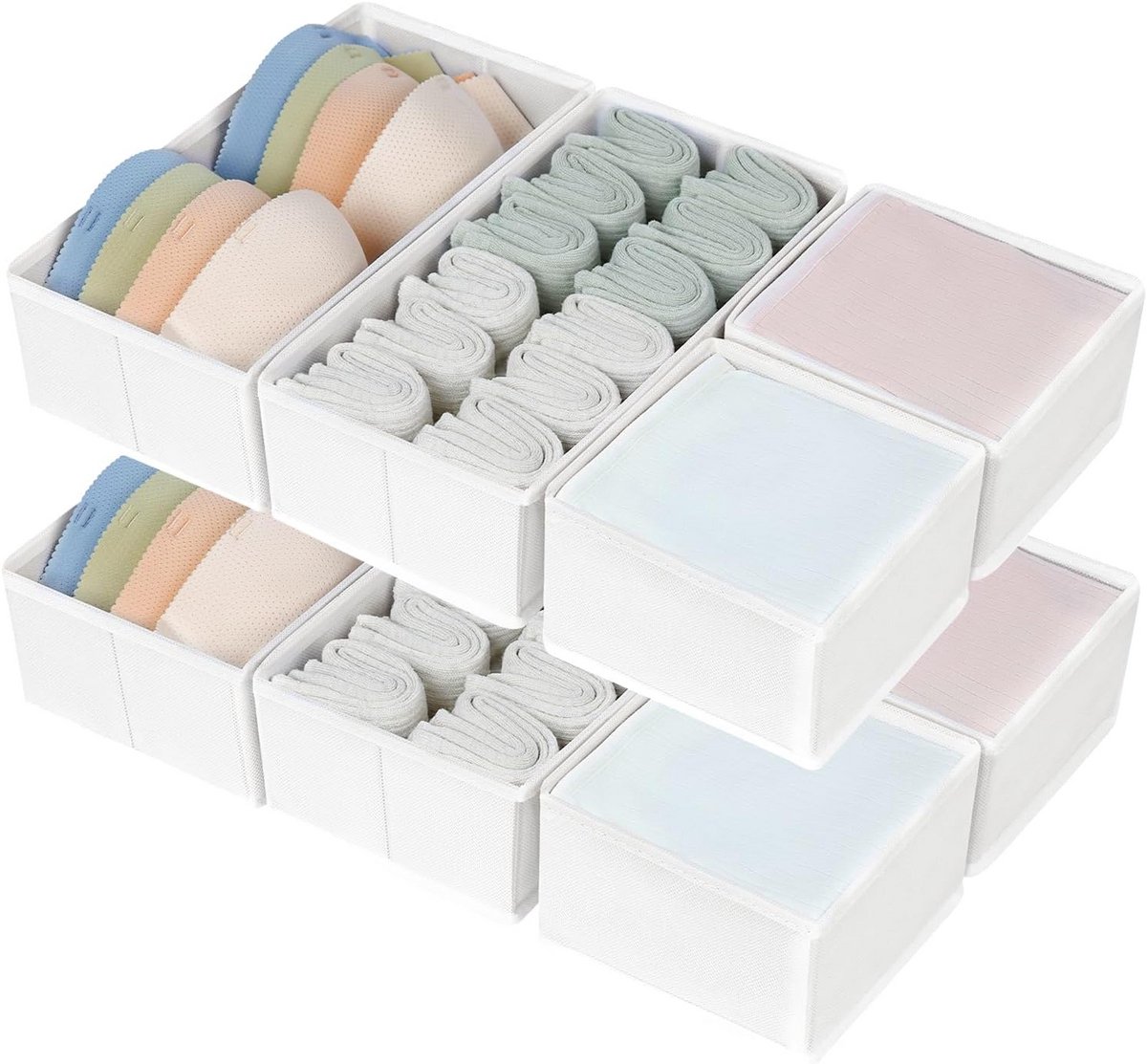 Opvouwbare Lade-Organizers Set van 8 - Kast & Kleding Opbergsysteem in Wit