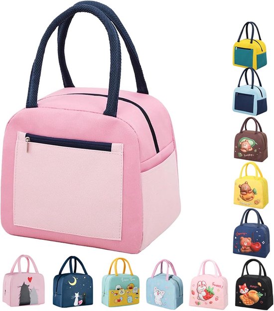 FOSDICK Geïsoleerde lunchtas voor vrouwen, dames koeltas lunchbox container draagtas, roze koeltas voor werk, school, picknick, reizen, strand, cadeaus