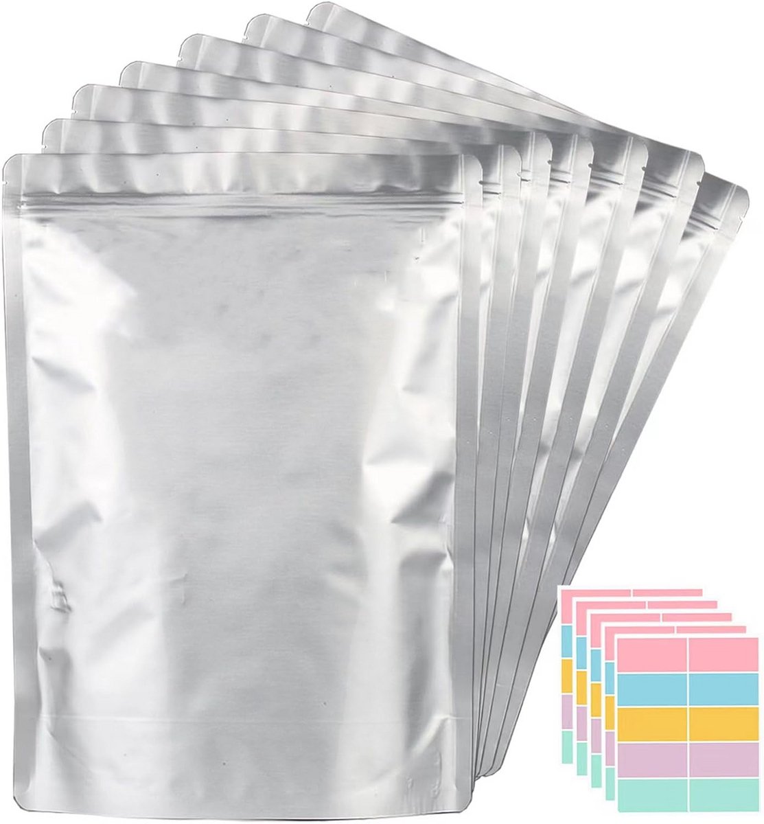 2 Gallon Mylar Zakken voor Voedselopslag, 10 Mil Extra Dik en Hersluitbaar