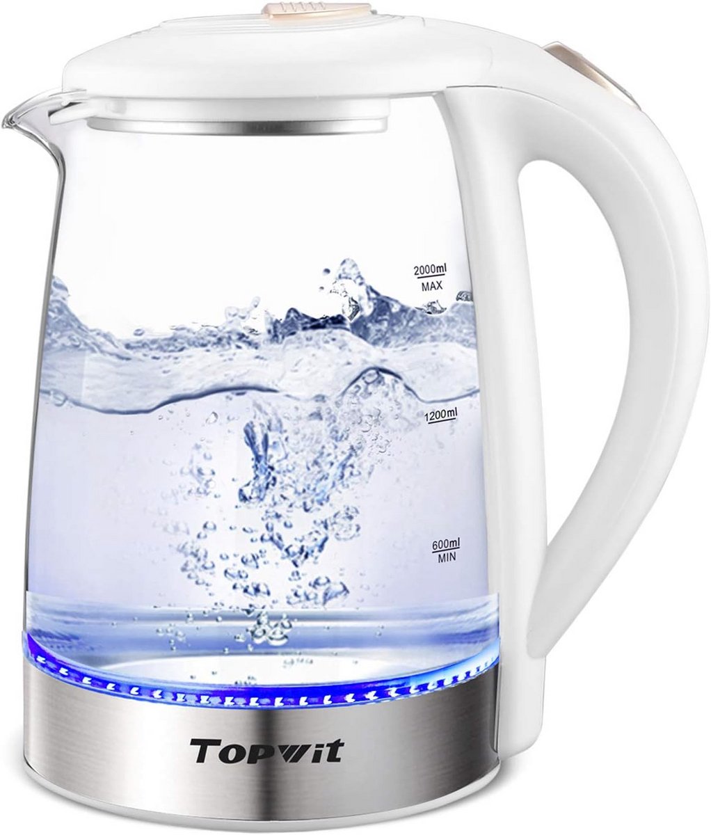 Draadloze Waterkoker van Glas, 2 Liter, Snelkookfunctie en Veiligheidsuitschakeling