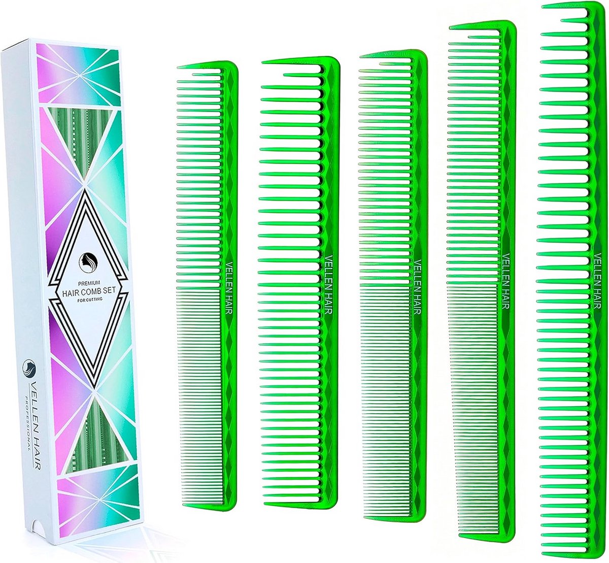 Haarkam Set - Kapperskammen - Haar Stylen Knippen - Onbreekbaar Hittebestendig - 5 Delig - Zwart