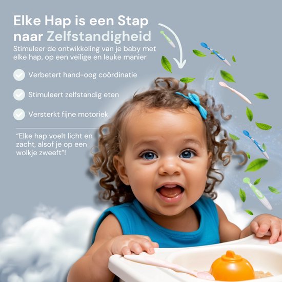 JGR - Set Baby Oefenlepels met Slabbetjes - Set van 6 - Zachte Siliconen Baby Lepels - BPA-vrij Peuter Bestek - Veilige Baby Voedingslepels - Ideaal voor Eerste Hapjes & Zelfstandig Eten van Merkloos — afbeelding 3