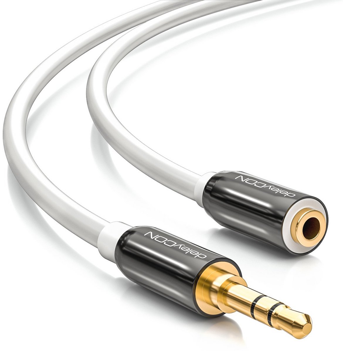 3,0m Stereo Audio Jack Verlengkabel - 3,5mm Jack-Aansluiting - AUX-Kabel Metalen Stekker - Wit