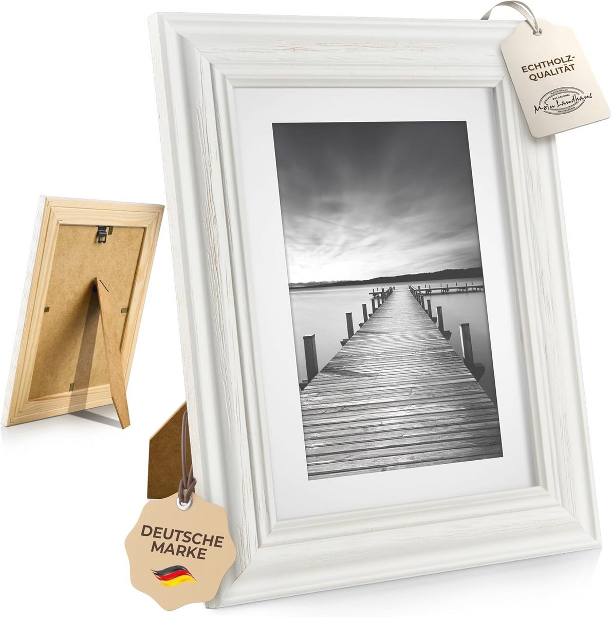 Vintage fotolijst in Shabby Chic Design – Houten lijst in Wit met Glas