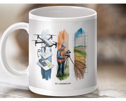 Mok Landmeter met Drone, Bouwkunde themakop, Meetkunde Geschenk, Landmeetkunde Mok, Architectuur koffiebeker, Technisch ontwerp, Idee voor