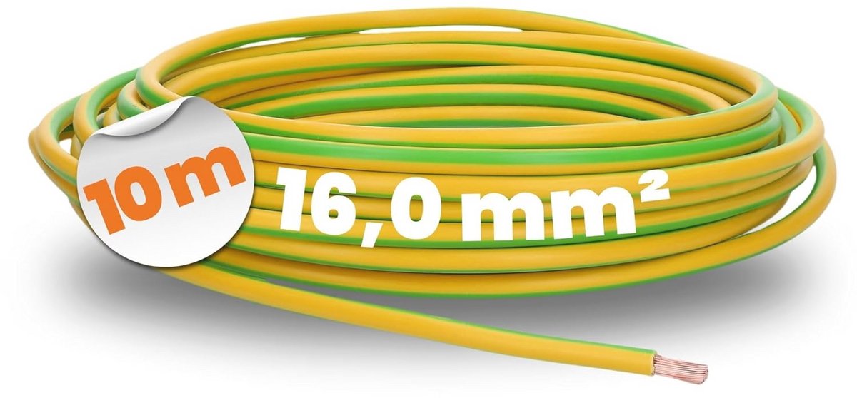 Aardingskabel 16 mm² 10 meter Groen-Geel - Flexibele Bedradingskabel