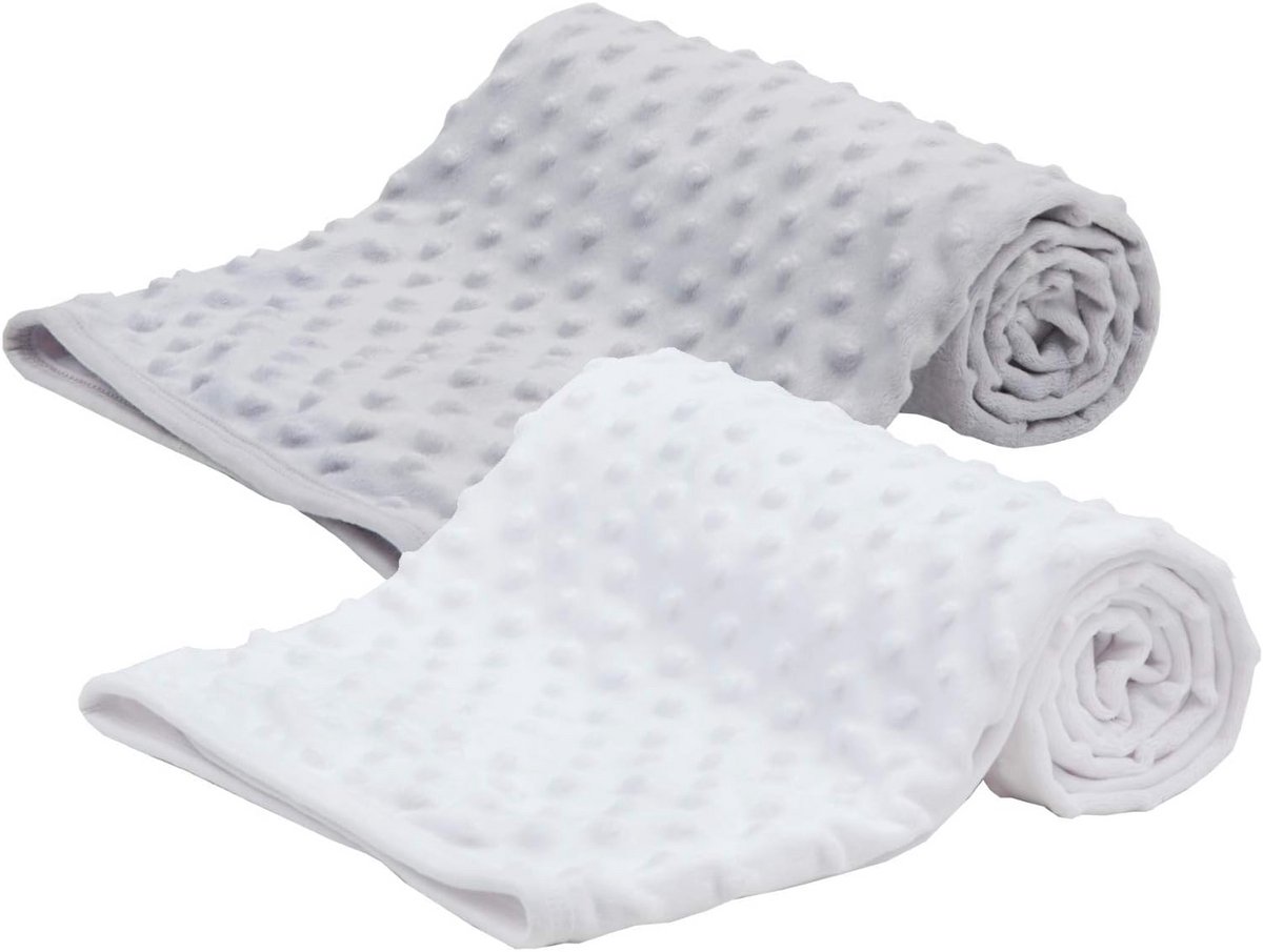 2-Pack Fleece Deken Pasgeboren Baby Jongens Meisjes Luxe Baby's Zachte Wikkel Wit-grijs Unisex