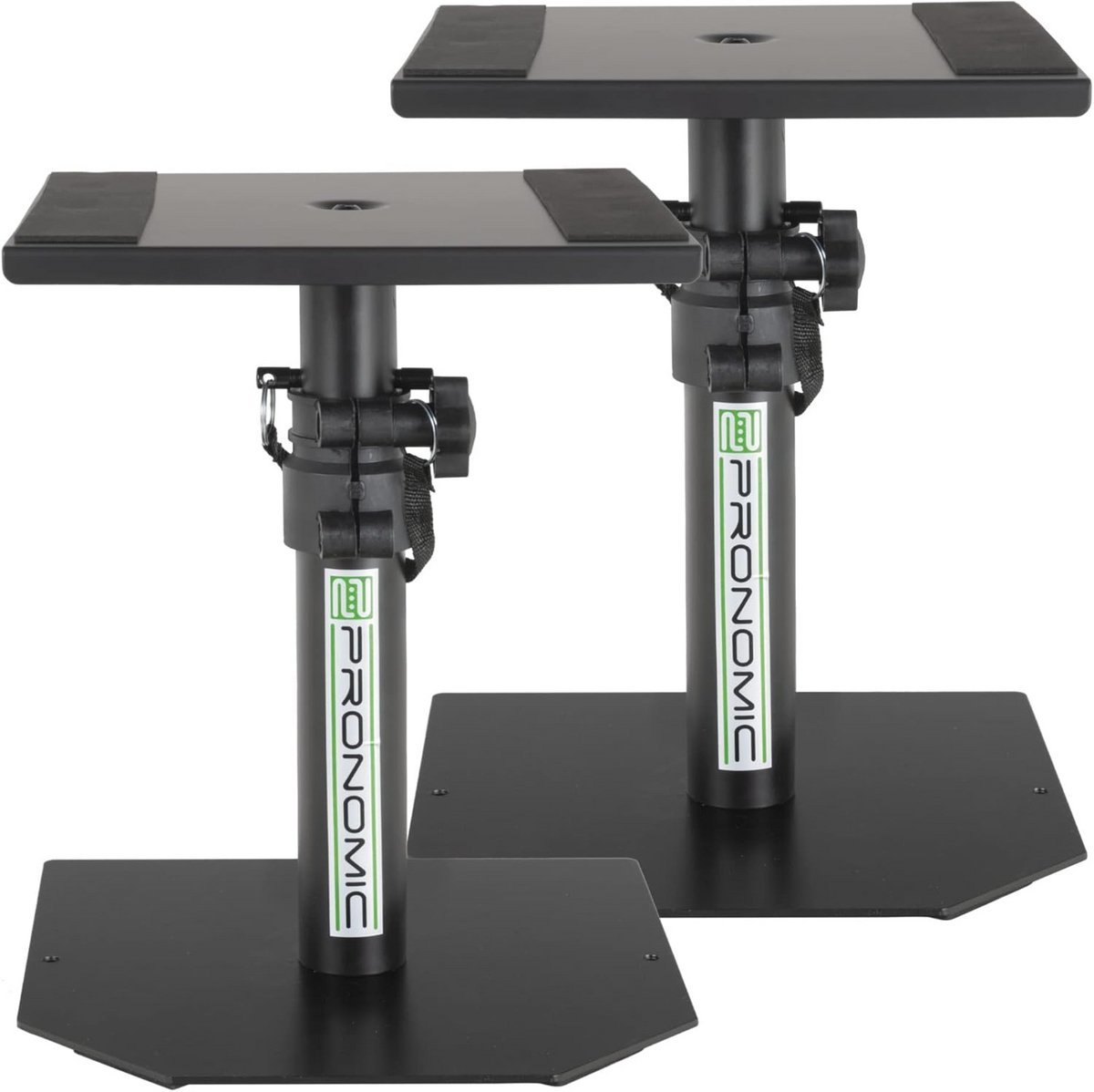 Verstelbaar Tafelstatief voor Studiomonitors - Stabiele Speakerstands - Hoogte 25,5 tot 41 cm - Zwart