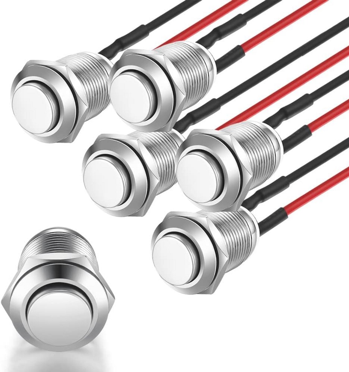 Waterdichte Drukknop 12mm 2A 12V/24V/125V/250V AC - 5 Stuks Zelfvergrendelend