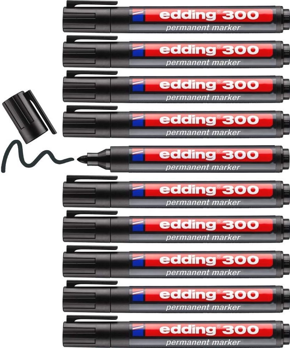 Permanent Marker Zwart - 10 Stuks, Sneldrogend en Veegvast