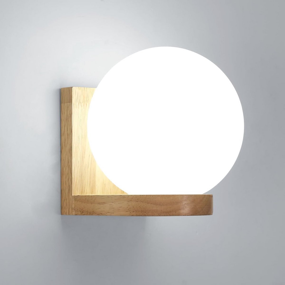 Moderne Houten Wandlamp met Glas voor Slaapkamer en Woonkamer