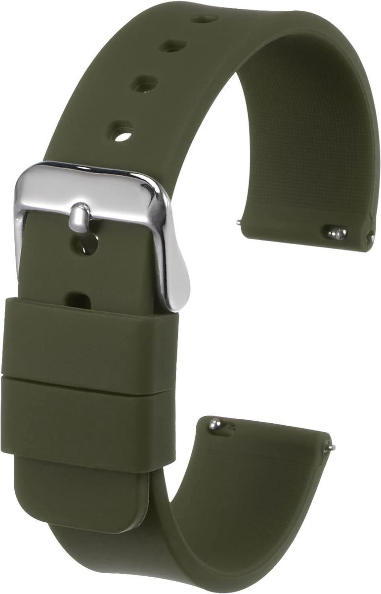 E-Ambar - 14mm breed siliconen horlogebandje voor mannen en vrouwen, vervangende zachte rubberen riem met roestvrijstalen gesp - groen(minutes of 92)