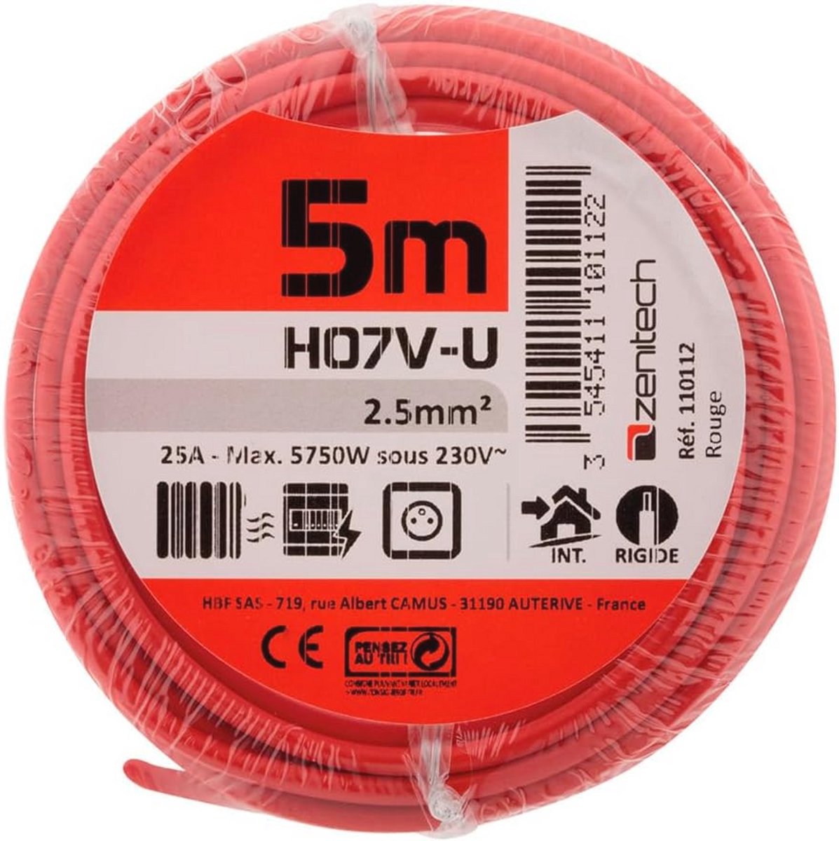 Elektrische Stroomkabel H07V-U 1.5mm² - PVC Isolatie - Binnengebruik - Geel en Groen - 10m