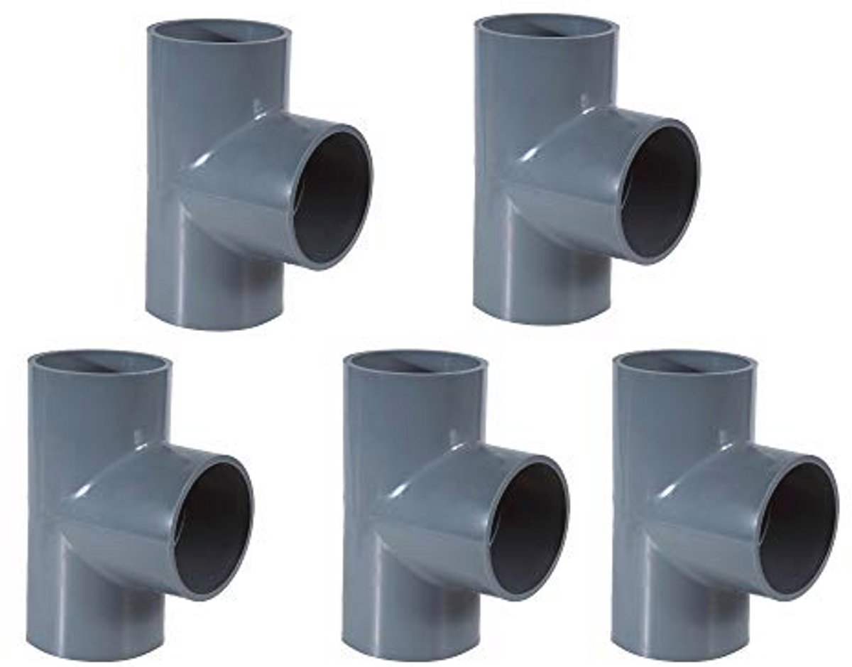 PVC Buis en Verbindingselementen Ø 50 mm - Hoek, Kniestuk, T-Stuk, Doppen en Fittingen (5 Stuks)