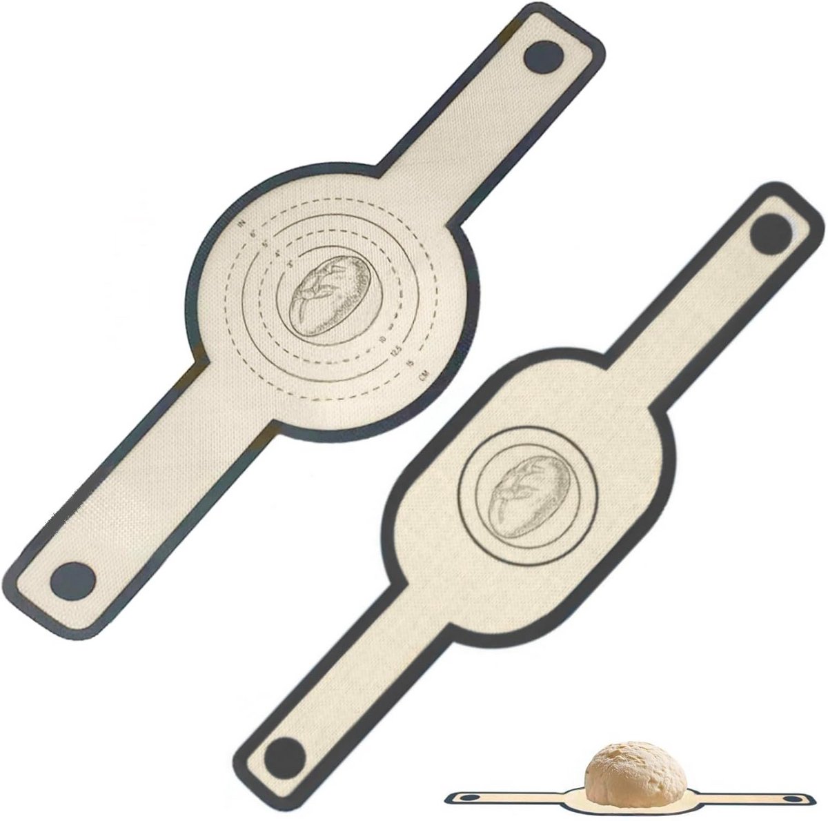 2x Siliconen Bakmat Set - Ovaal & Rond - Herbruikbaar Anti-aanbak - Met Handvat voor Oven en Deeg