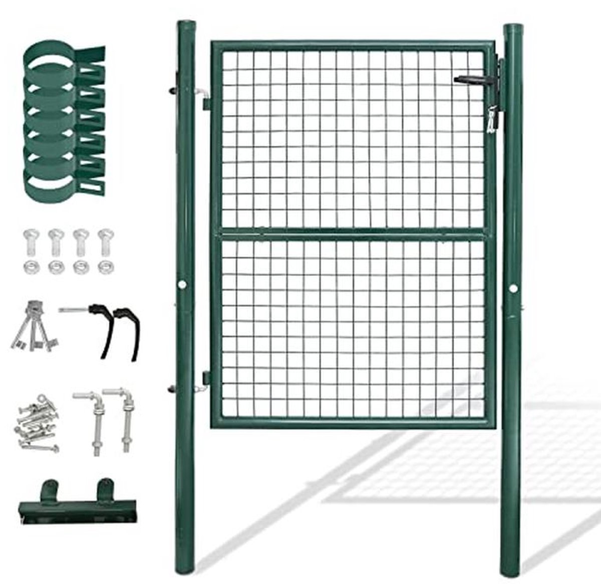 Robuuste Tuinpoort 150x100 cm van Verzinkt Staal met Sleutel en Handvat - Groene Tuindeur 