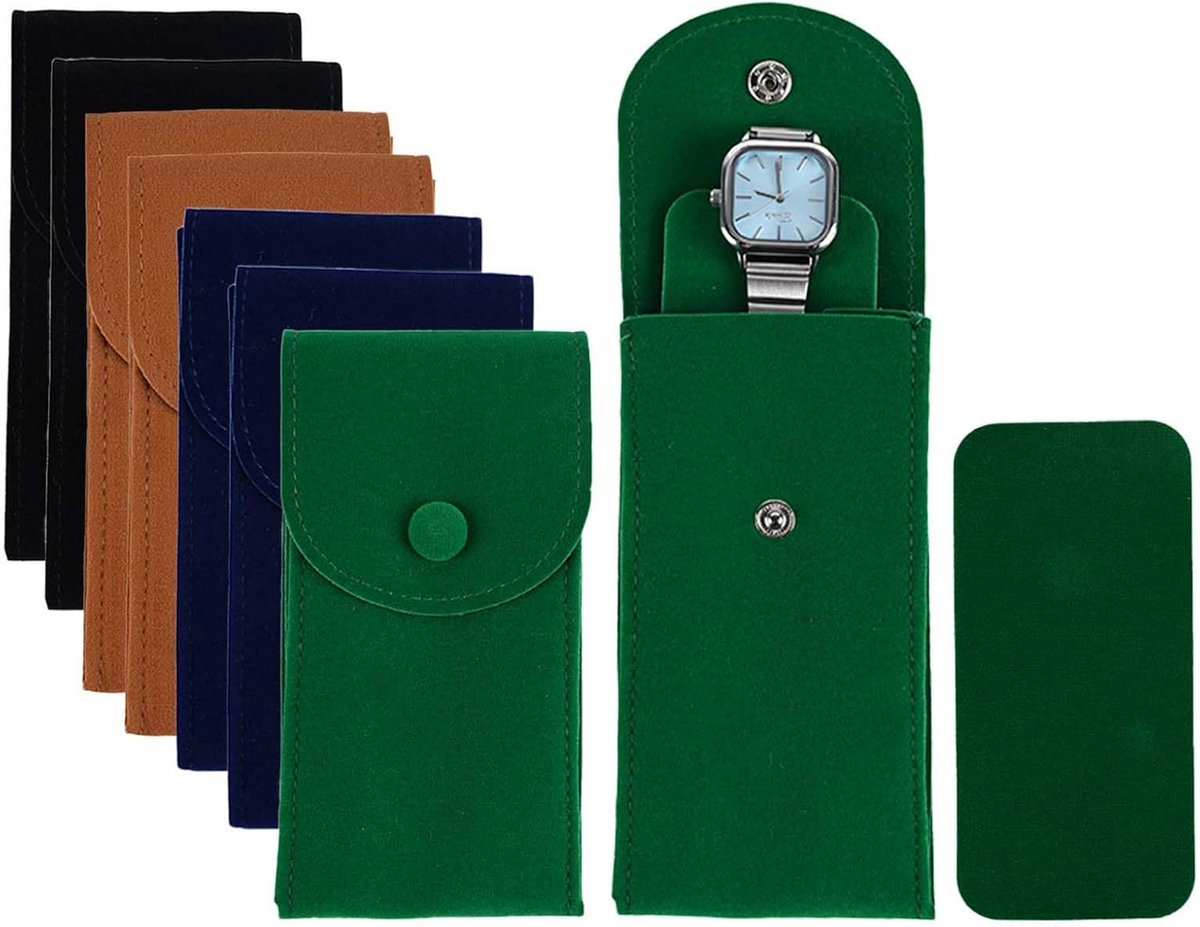 Horloge Pouch Set - Draagbare Fluwelen Horloge Organizer voor Reizen - 8 Stuks in 4 Kleuren