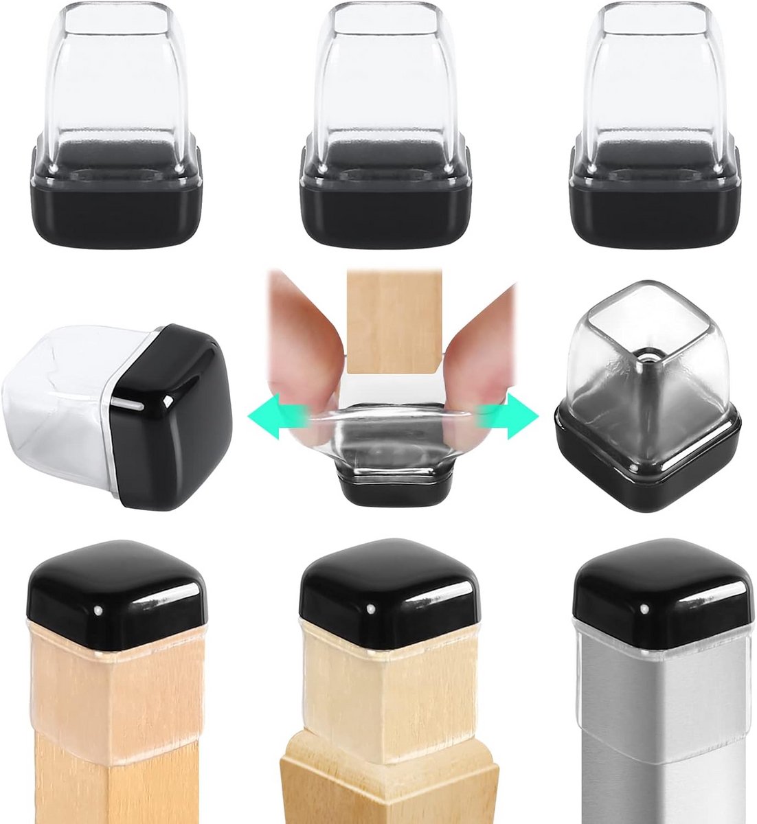 24 stuks schuifregelaars voor stoelpootbescherming - siliconen meubelpootdoppen voor tapijt
