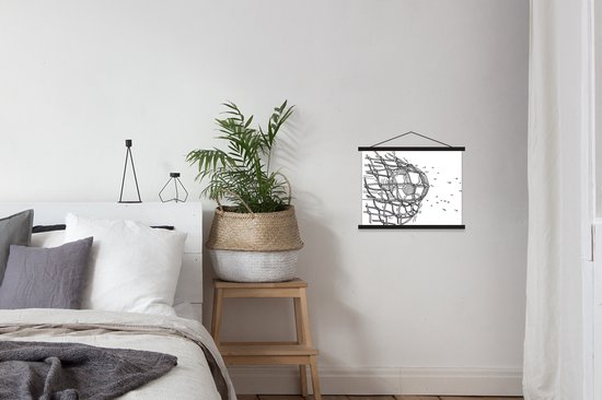 illustration d'un football tiré dans le but affiche école lattes plates noir 40x30 cm - petit - tirage photo sur affiche textielposter (décoration murale salon / chambre)