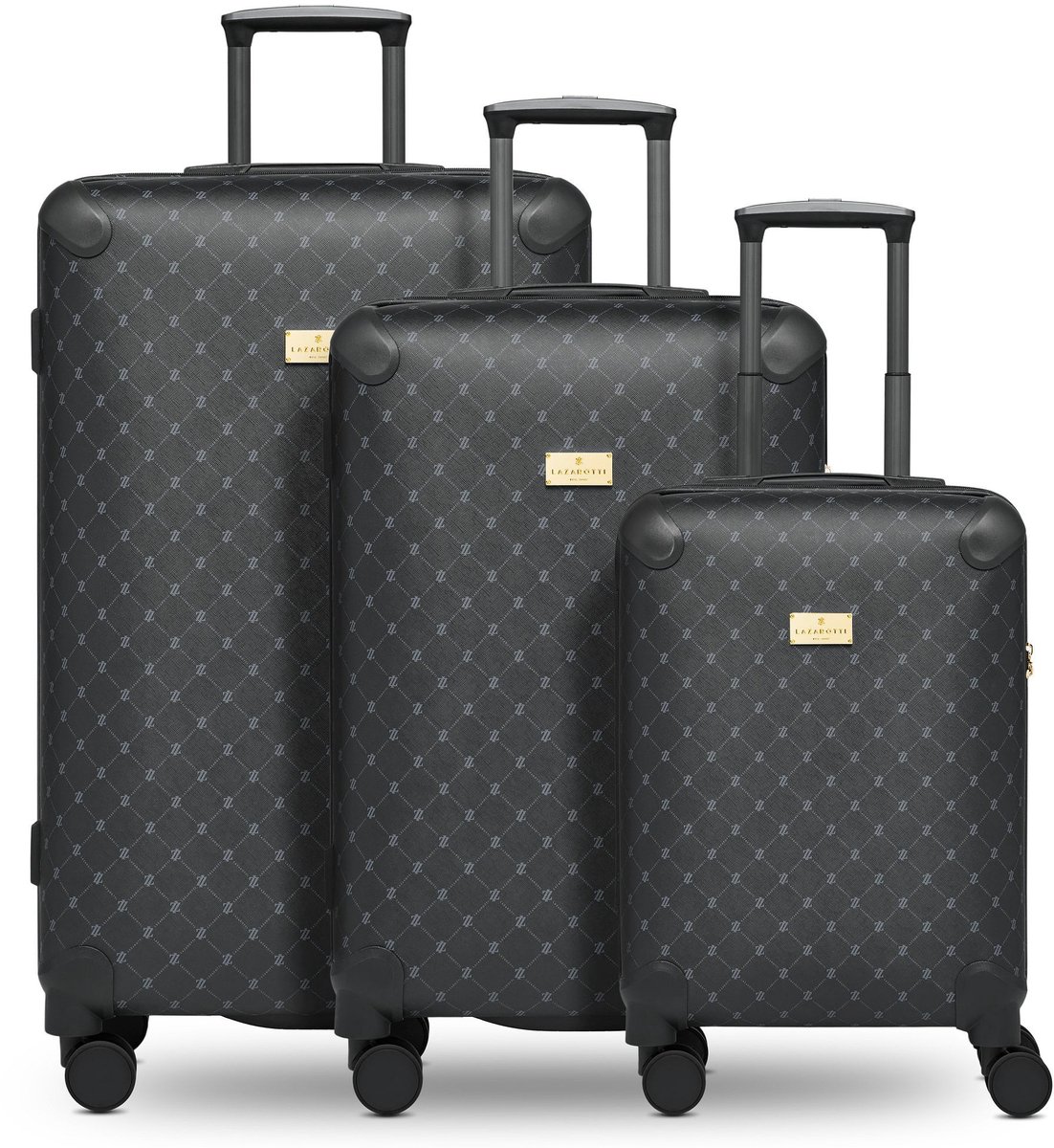 Lazarotti Palermo 4 wielen Kofferset 3-delig - Harde bagage - TSA slot - Black