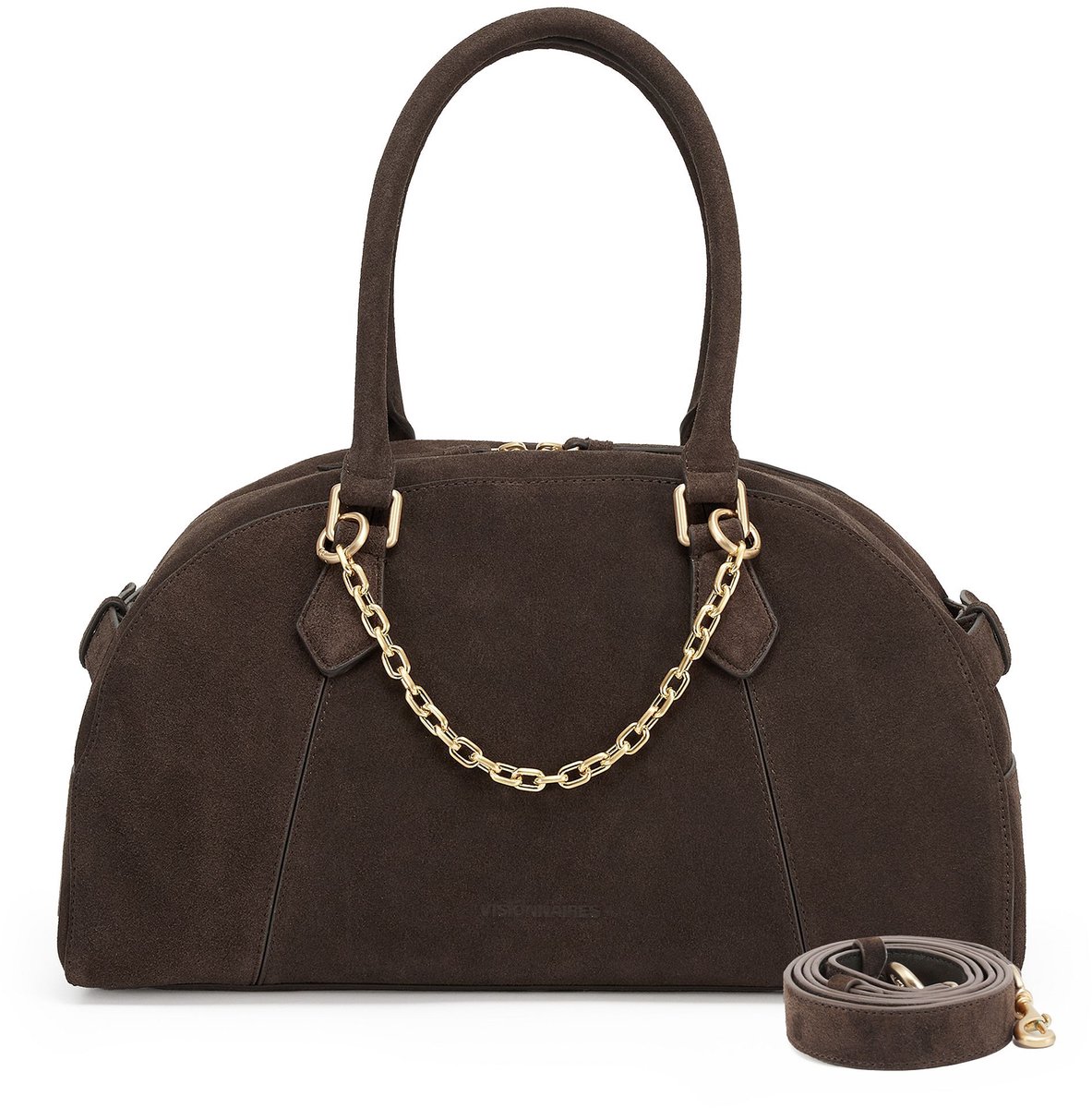 LES VISIONNAIRES Odette Cozy Chain Schoudertas Leder 38 cm - Dames - dark brown