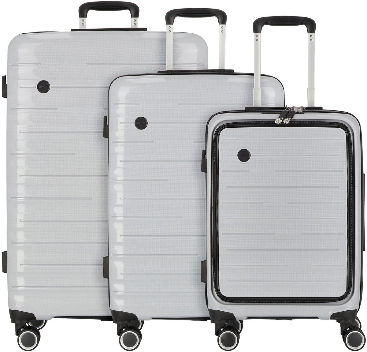 cocoono Madrid 4 wielen Kofferset 3-delig - Harde bagage - TSA slot - grau