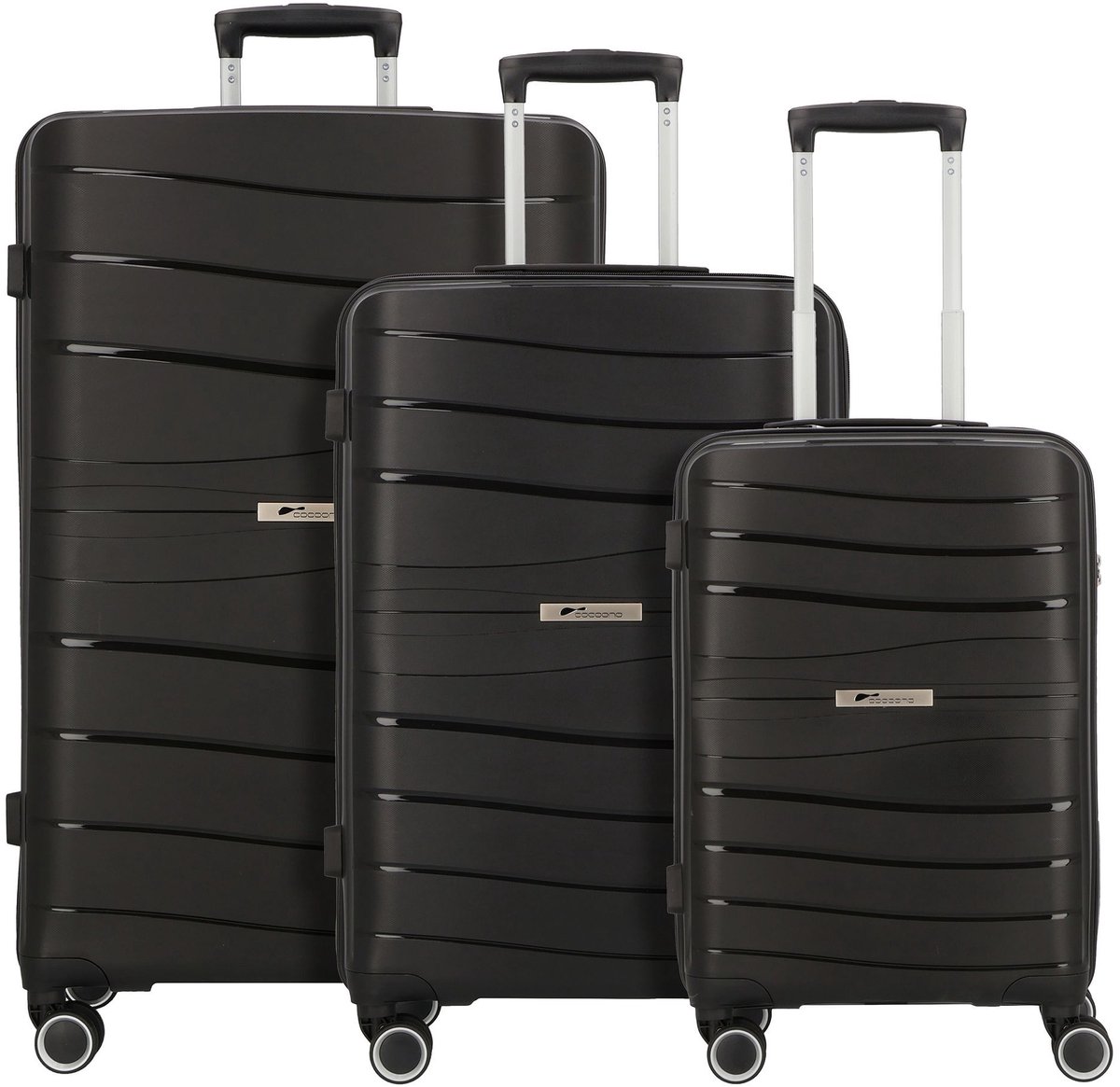 cocoono Leon 4 wielen Kofferset 3-delig - Harde bagage - TSA slot - schwarz