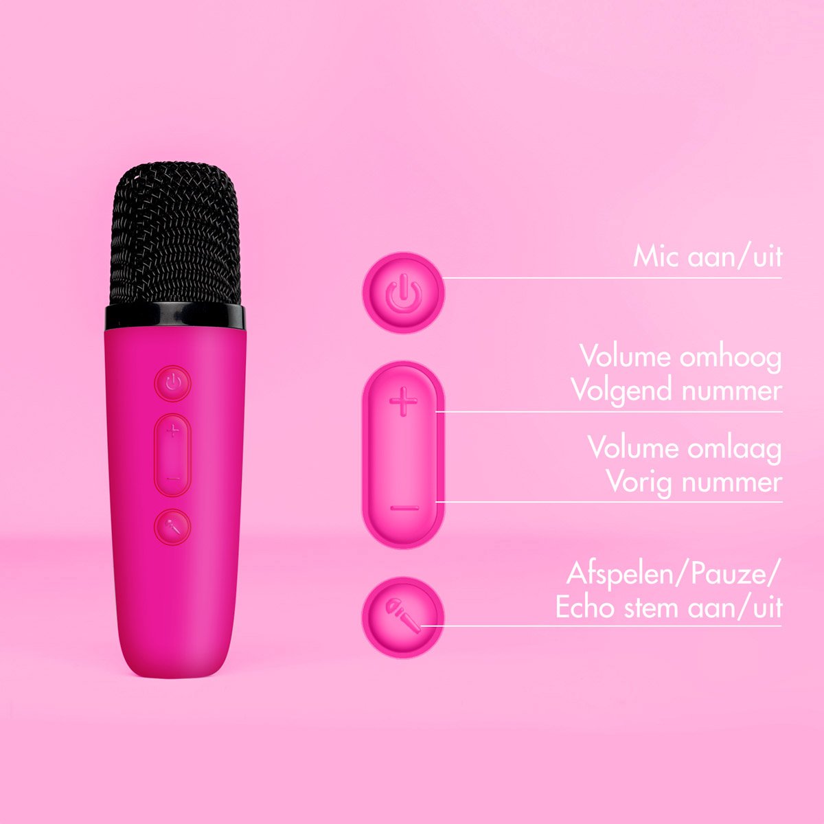 imoshion Karaoke Set - Met Bluetooth Speaker en Draadloze Microfoon - Karaokeset voor Volwassenen en Kinderen — afbeelding 6