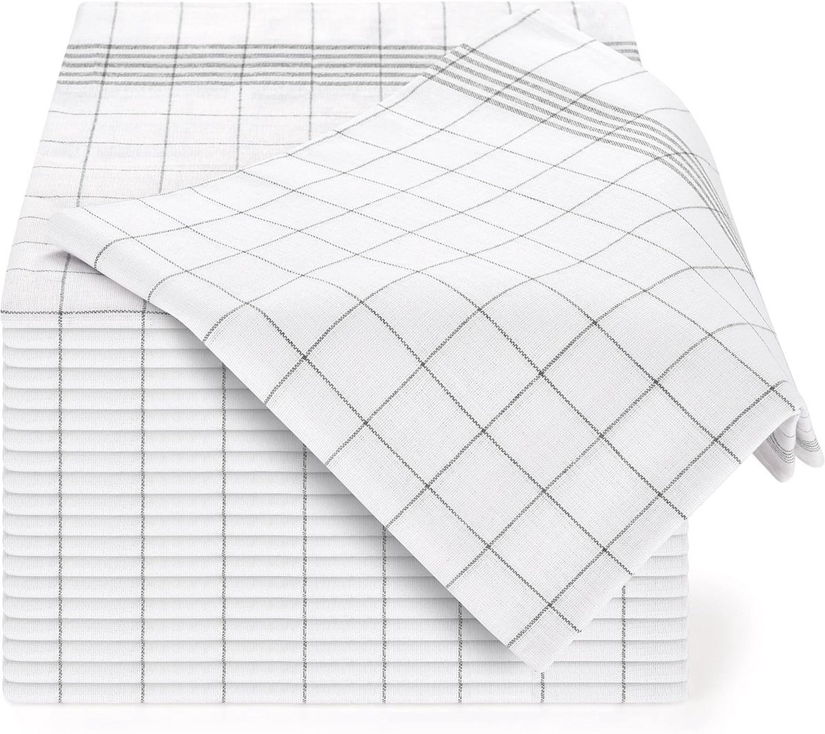 Set van 20/50 Keukendoeken 50x70 cm - Extra Absorberende Streep Dessin - Grijs Gestreept