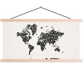 Décoration murale - Carte du Wereldkaart - Chiffres - Zwart - Affiche scolaire - 120x60 cm