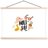 Porte-affiche avec affiche - Affiche scolaire - Été - Rose - Chapeau - 90x60 cm - lattes vierges