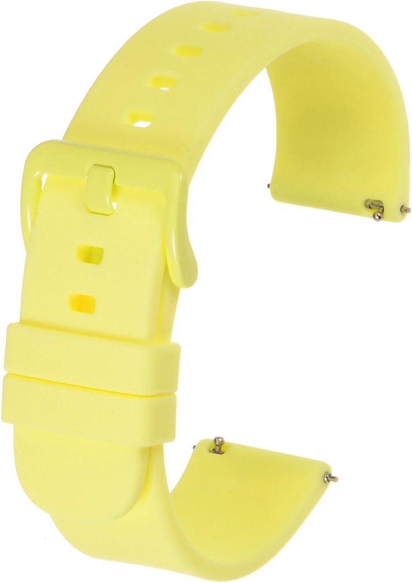 VVGoods - 22 mm siliconen horlogebandje met zinklegering gesp, snelsluitarmband geel voor mannen en vrouwen